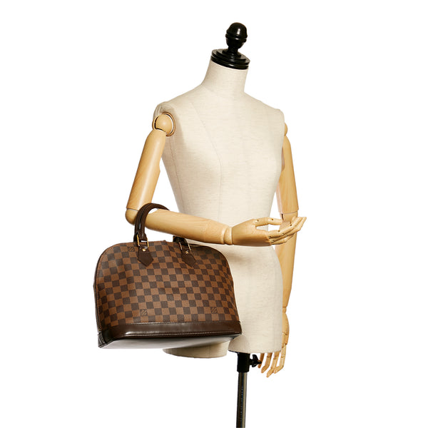 Louis Vuitton Alma PM Damier Ebene Satchel Bag Brown