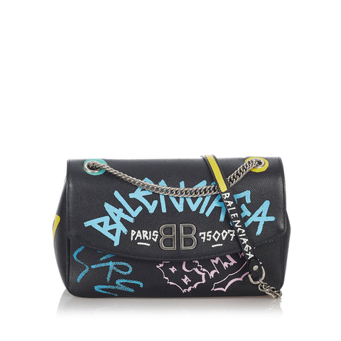 balenciaga graffiti chain bag