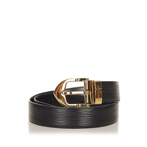 Louis Vuitton belt. Black and Grey with gold emblem.