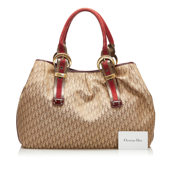 BURBERRY: Heritage bag in jacquard canvas and leather - Brown