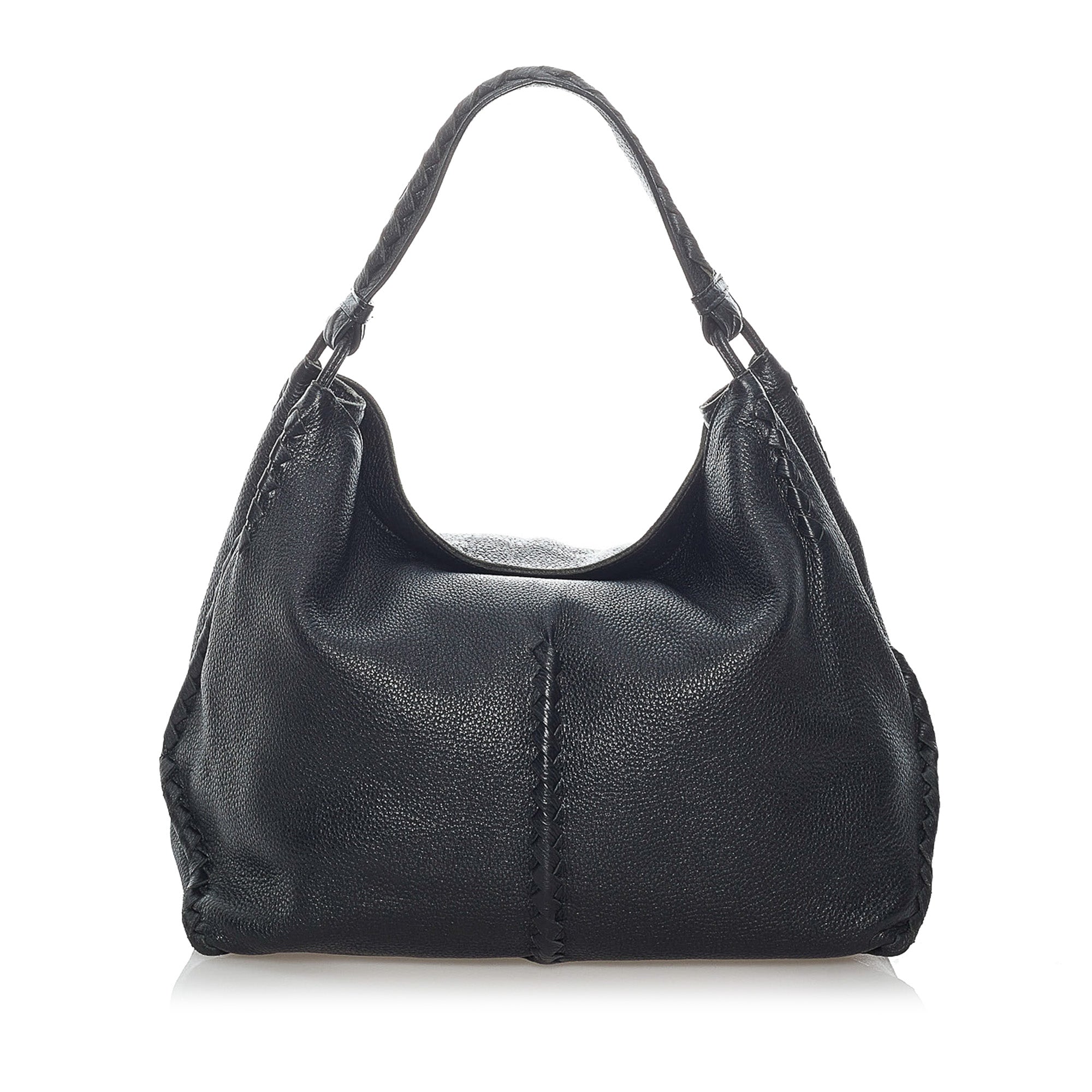 BOTTEGA VENETA Intrecciato Leather Sling Bag Black_Bottega