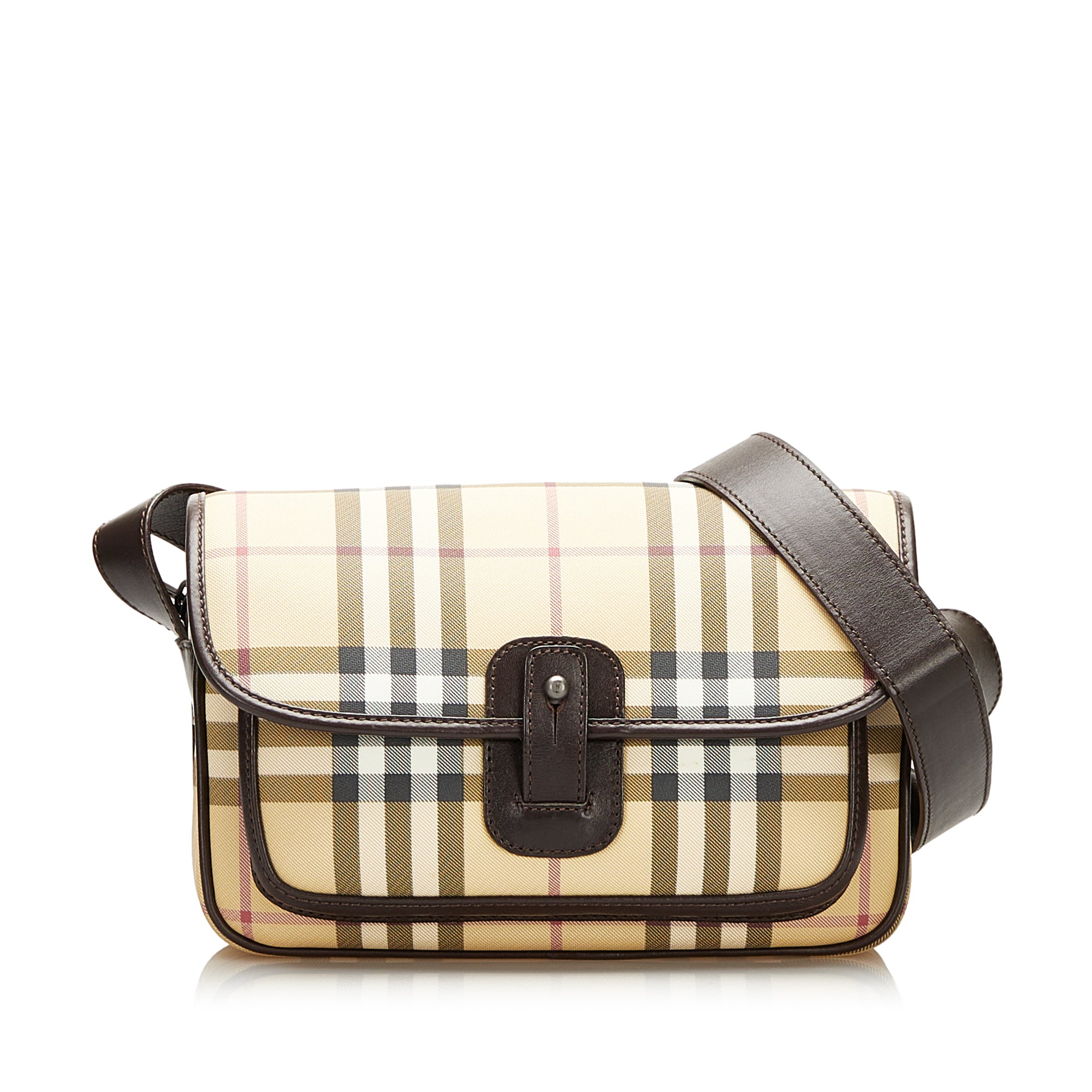 Burberry Hampshire Vintage Check Canvas & Leather Crossbody Bag