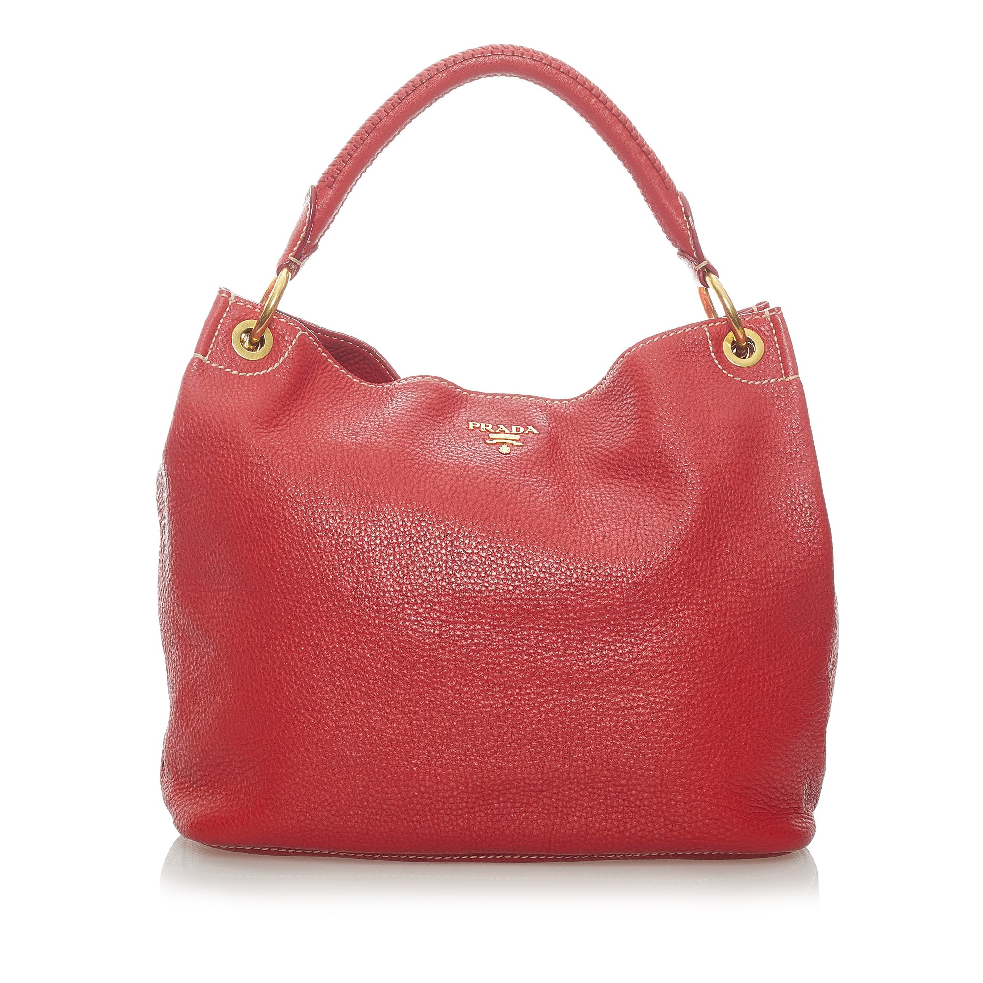 Red Vintage Vitello Daino Prada Shoulder Bag