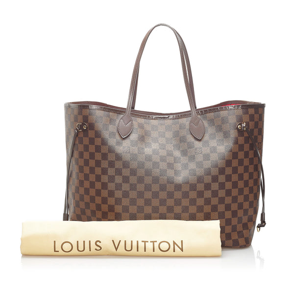 LOUIS VUITTON Neverfull GM Damier Ebene Tote Bag Brown