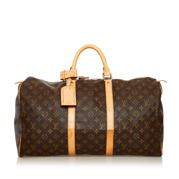 Louis Vuitton Monogram Coated Canvas Keepall 45 Brown Large Bag Travel  Luggage