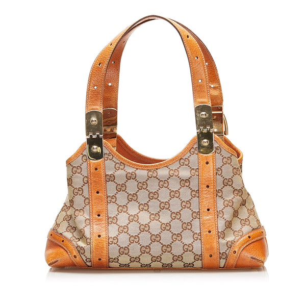 GUCCI Interlocking G Closure Leather Shoulder Bag Orange