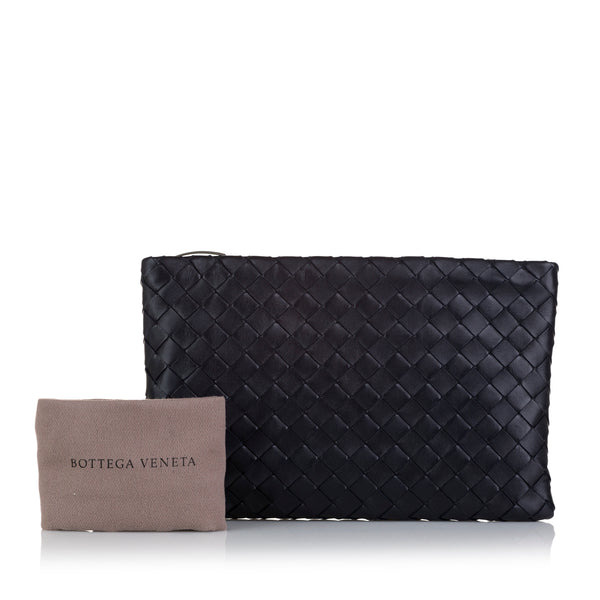 Bottega Veneta Intrecciato Leather Knot Clutch Gold with Black Stain