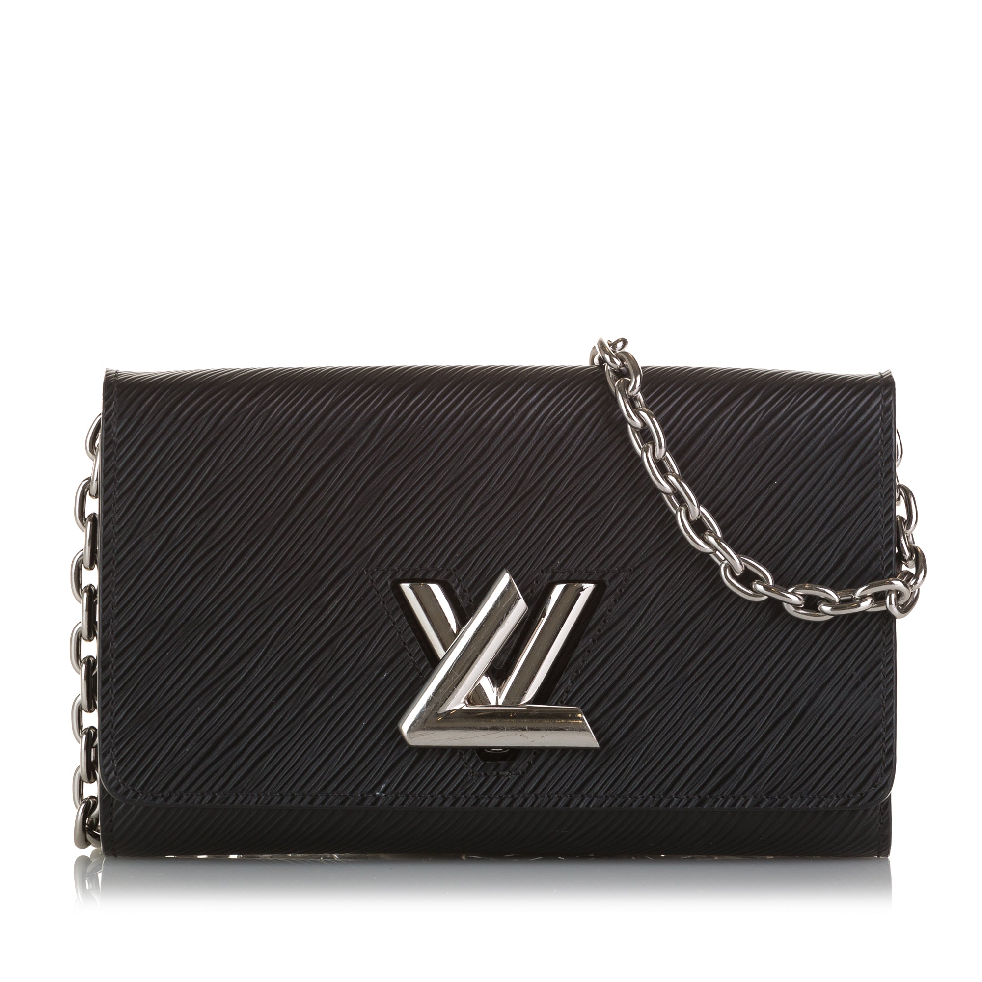 LOUIS VUITTON Twist Epi Leather Bucket Crossbody Bag Black