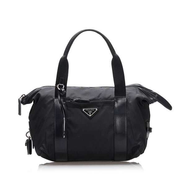 Prada Tessuto Nylon Duffle Shoulder Bag (Authentic Pre-Owned) Synthetic  Black