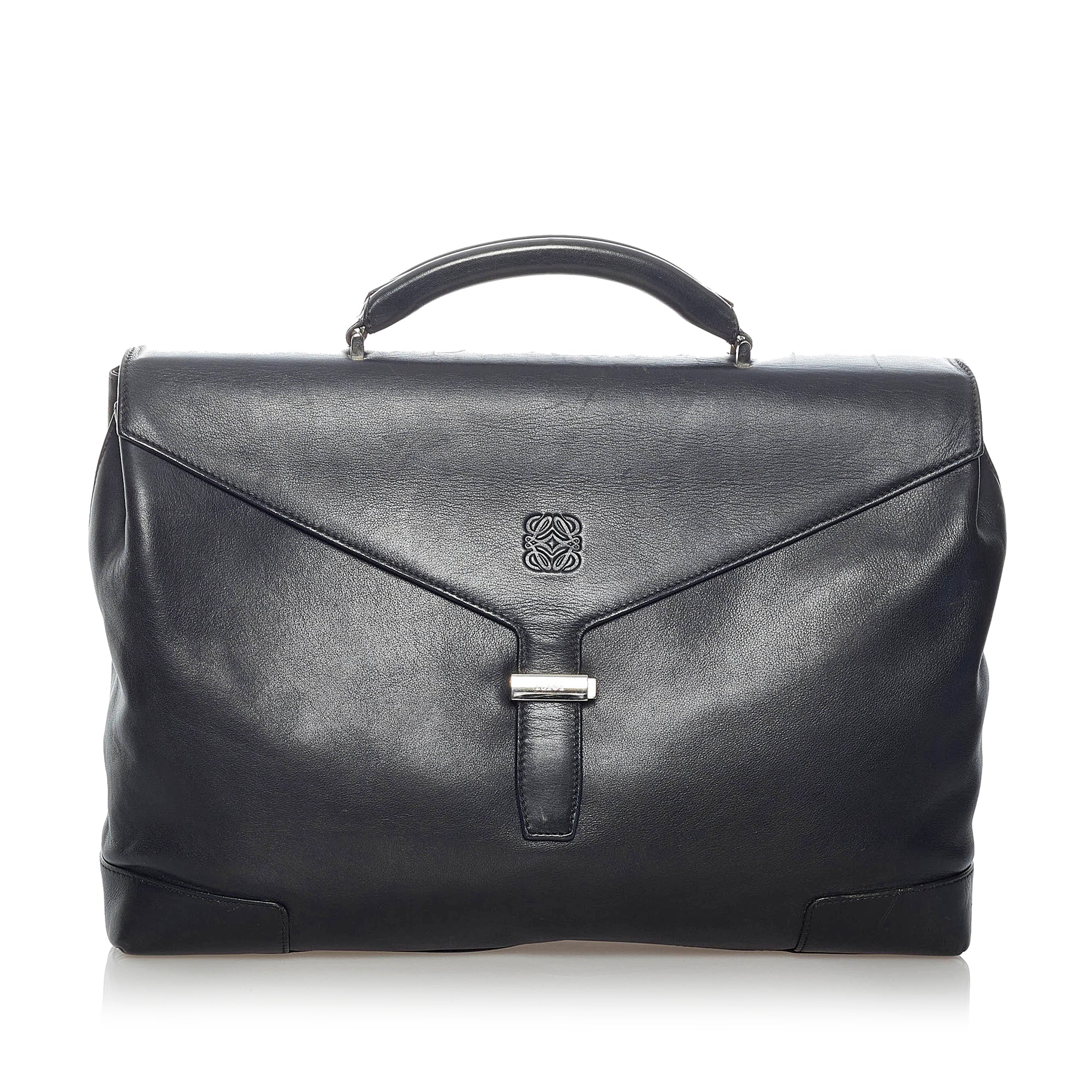 Loewe Goya Thin Leather Briefcase Bag in Black for Men