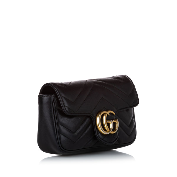 GUCCI: Marmont mini Pochette in quilted leather - Black