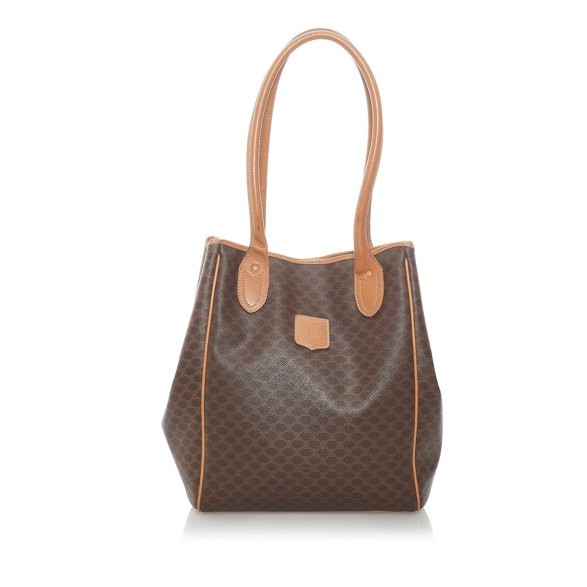 CELINE Triangle Triomphe Canvas Monogram Print Shoulder Bag Brown