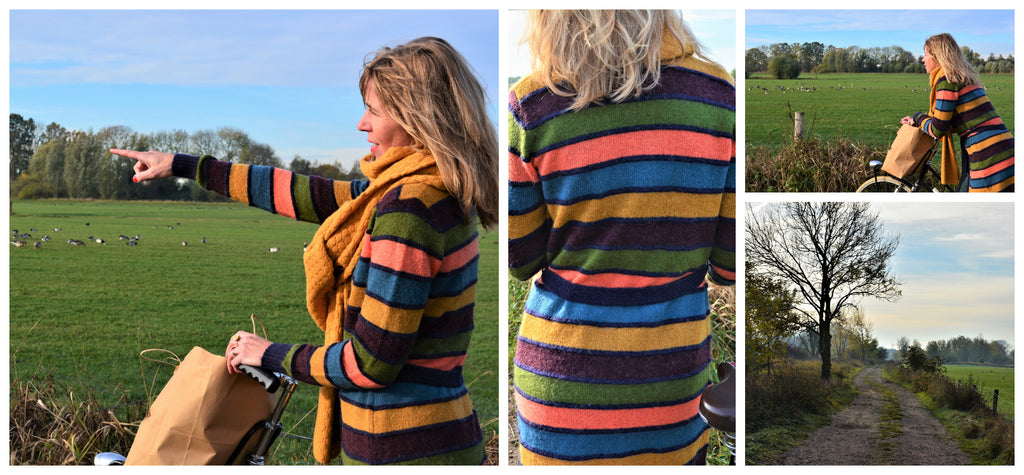 lang gestreept kleurrijk vest king louie goede kwaliteit wol