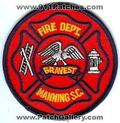 Manning Fire Department Dept MFD Rescue EMS Bravest Patch South Carolina SC - SKU110