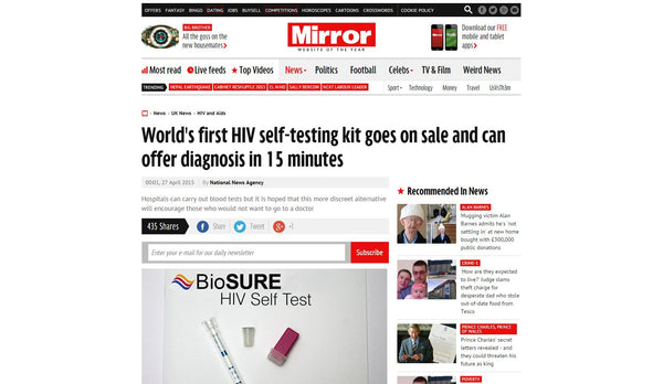 World's first HIV self-testing kit goes on - Mirror Screenshot