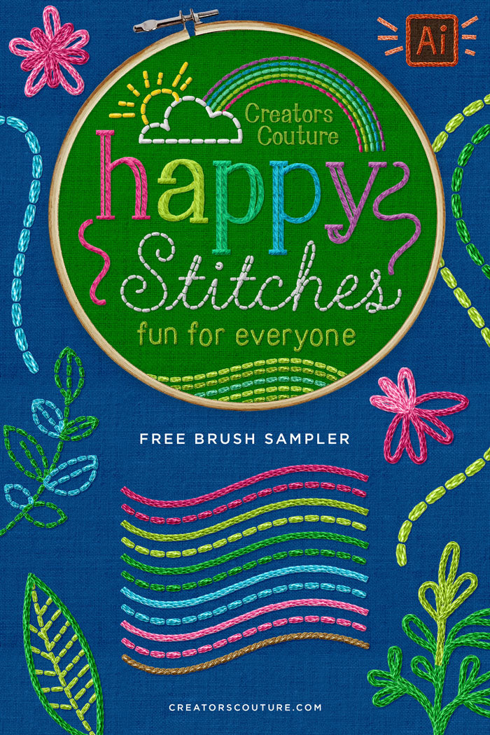 free digital hand embroidery brushes for illustrator