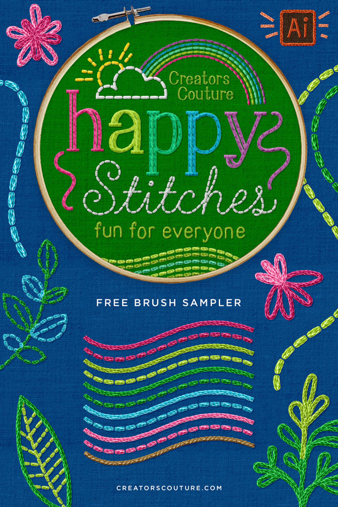happy stitches embroidery brush sampler
