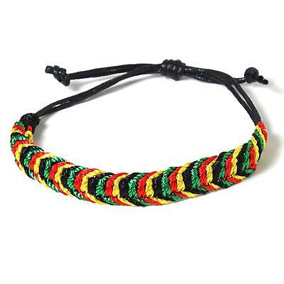 Rasta Leather Wrist Bracelet Hippie Cuff Negril Hawaii Surfer Reggae Marley RGY 
