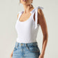 Ribbed Scoop Neck Cropped Tank Top