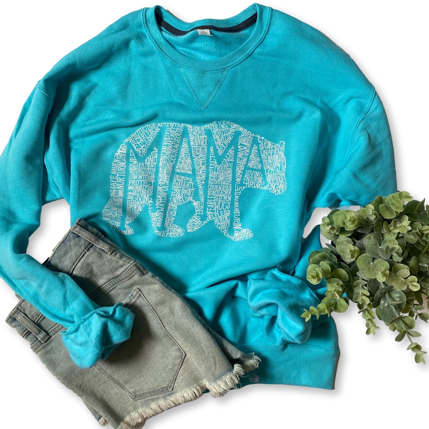 What's in a Mama Bear - mint crew sweatshirt