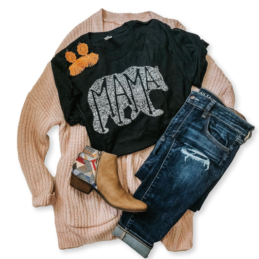 What's In A Mama Bear Tri-Black Crew Neck