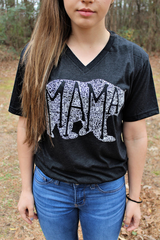 What's In A Mama Tri-Black V-Neck