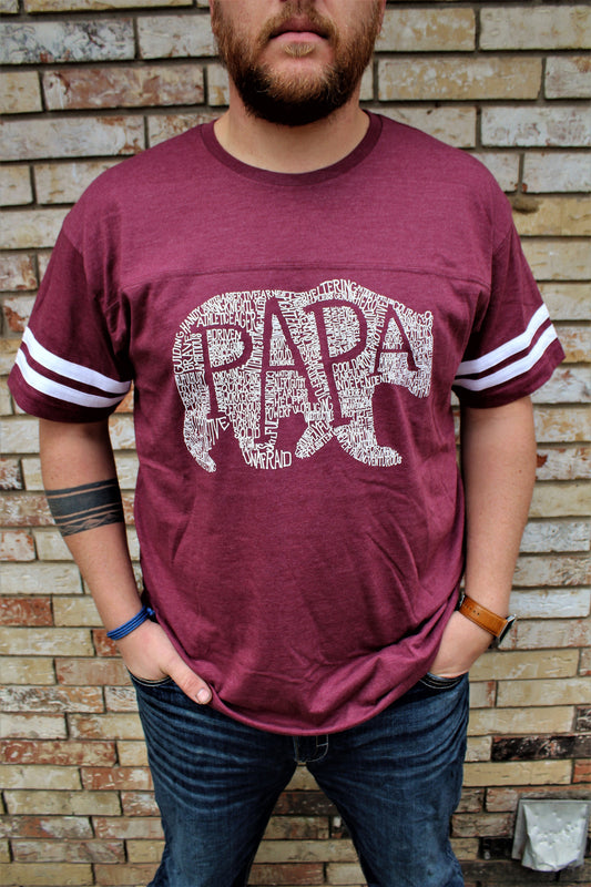 What's In A Papa Jersey Bear - Burgundy