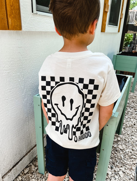 KIDDO checkered smiley - natural short sleeves