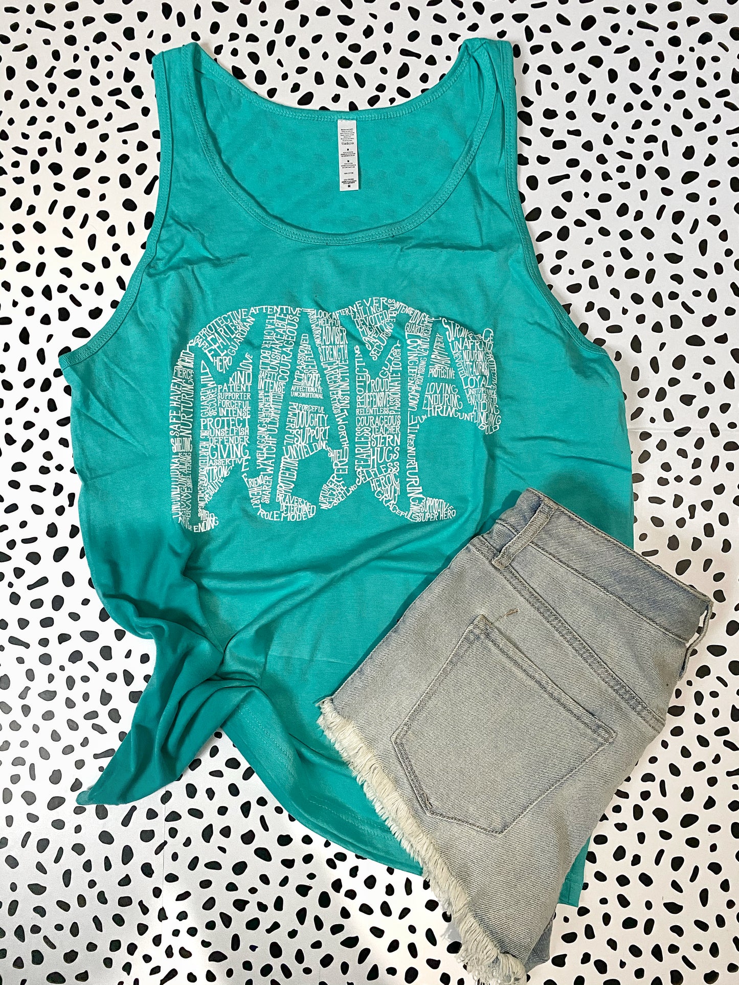 What's In A Mama Bear - teal tank