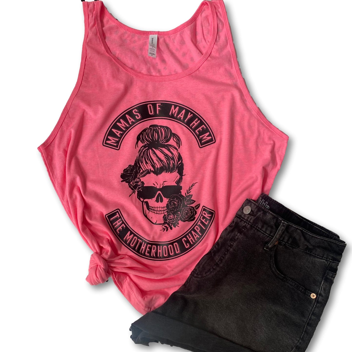 Mamas of Mayhem - neon pink tank