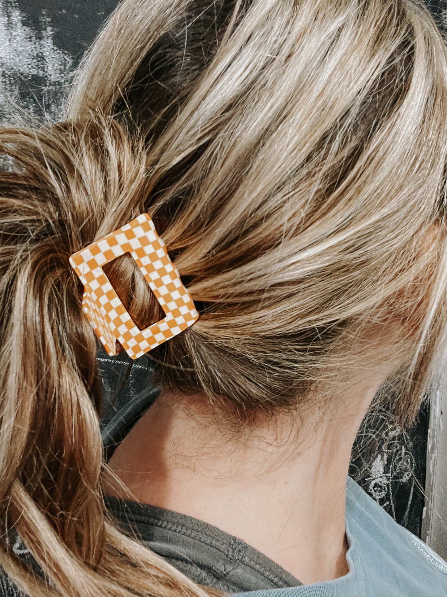 Rust Checkered - Hair Claw Clip