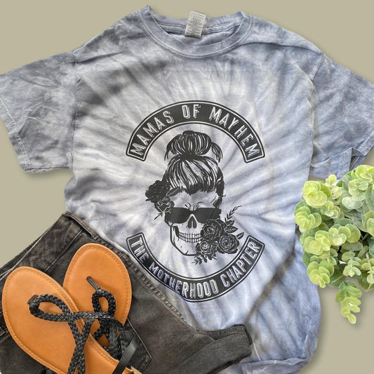 Mamas of Mayhem - grey tie dye