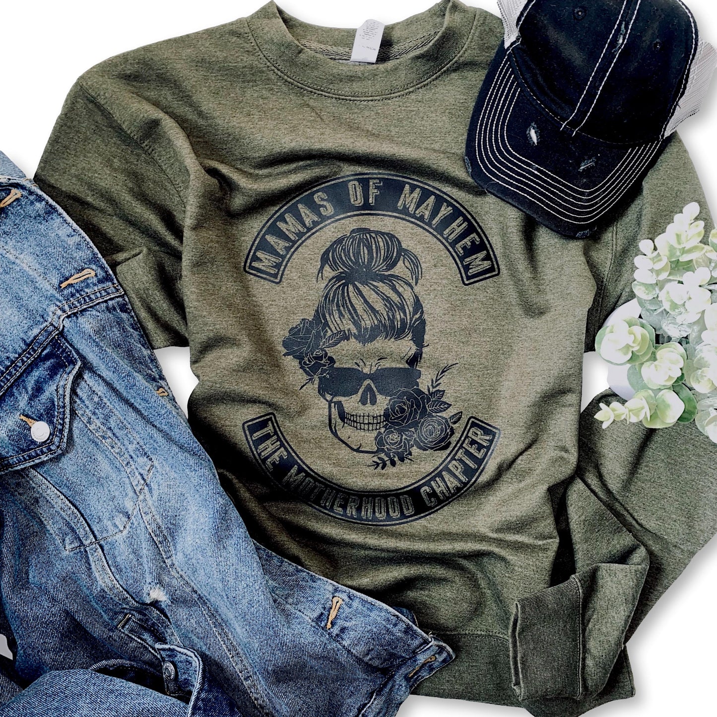 Mamas of Mayhem - Army Green sweatshirt