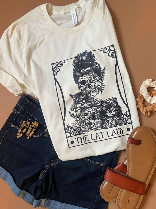 The Cat Lady - natural tee