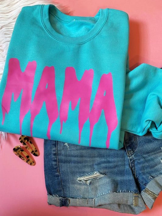 Mama Slime Drip - Pink + Aqua Sweatshirt