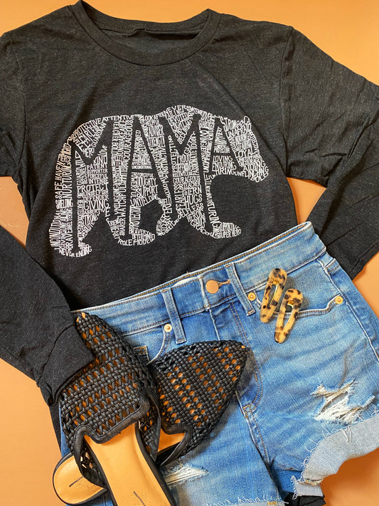 What's in a Mama Bear - Charcoal Black - long sleeves