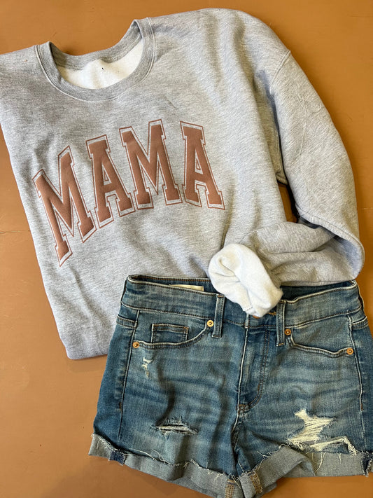 MAMA - Ash + Tan PUFF sweatshirt