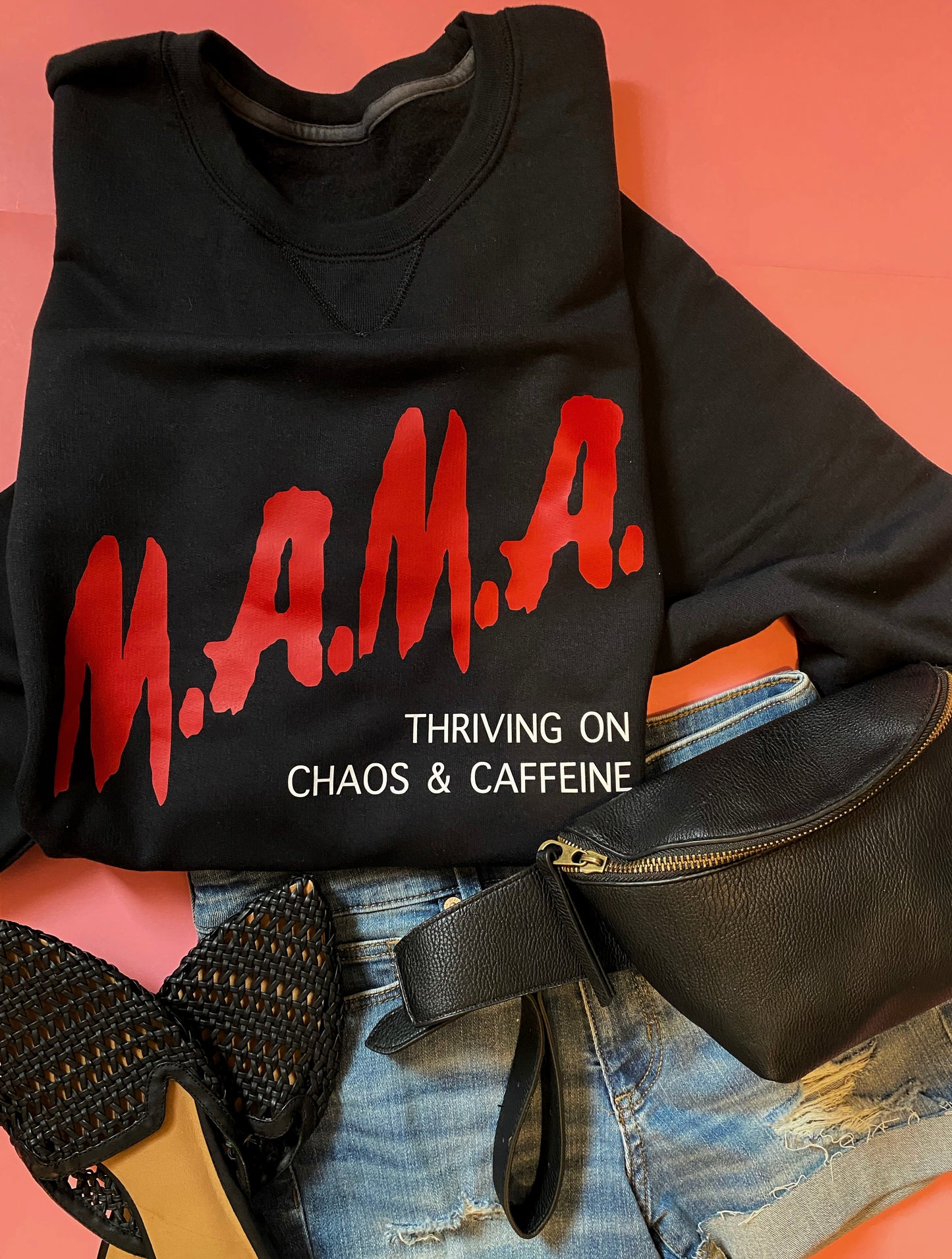 DARE Mama - Chaos + Caffeine - Black sweatshirt