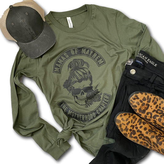 Mamas of Mayhem - Military Green Long Sleeve