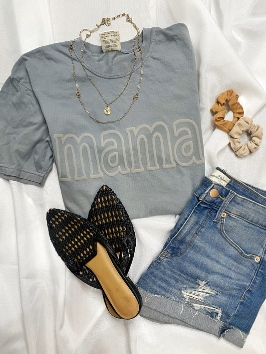 MAMA - GREY PUFF Comfort Colors Short Sleeve