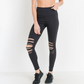 Shredded Knee Laser-Cut high waist leggings