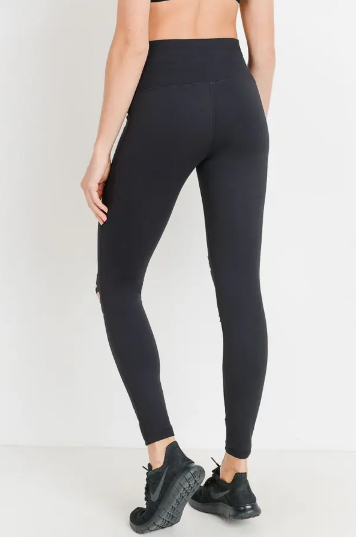 Shredded Knee Laser-Cut high waist leggings