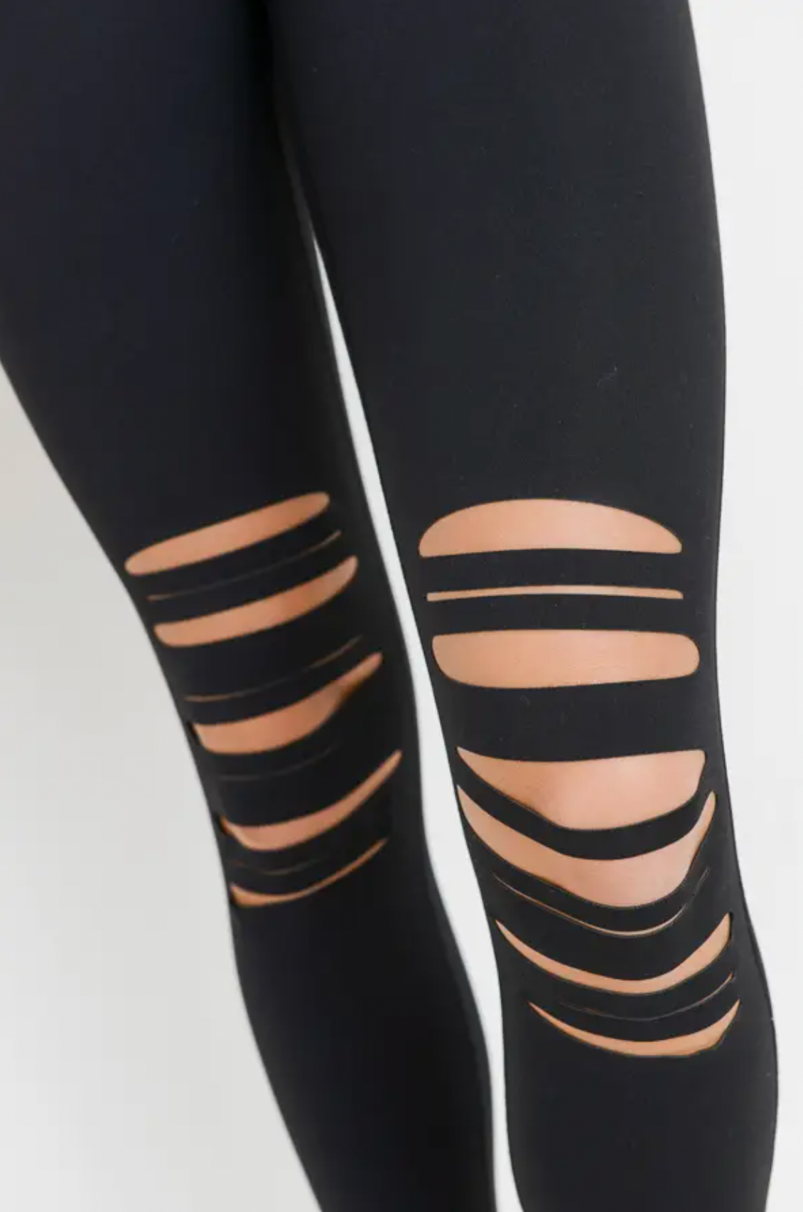 Shredded Knee Laser-Cut high waist leggings
