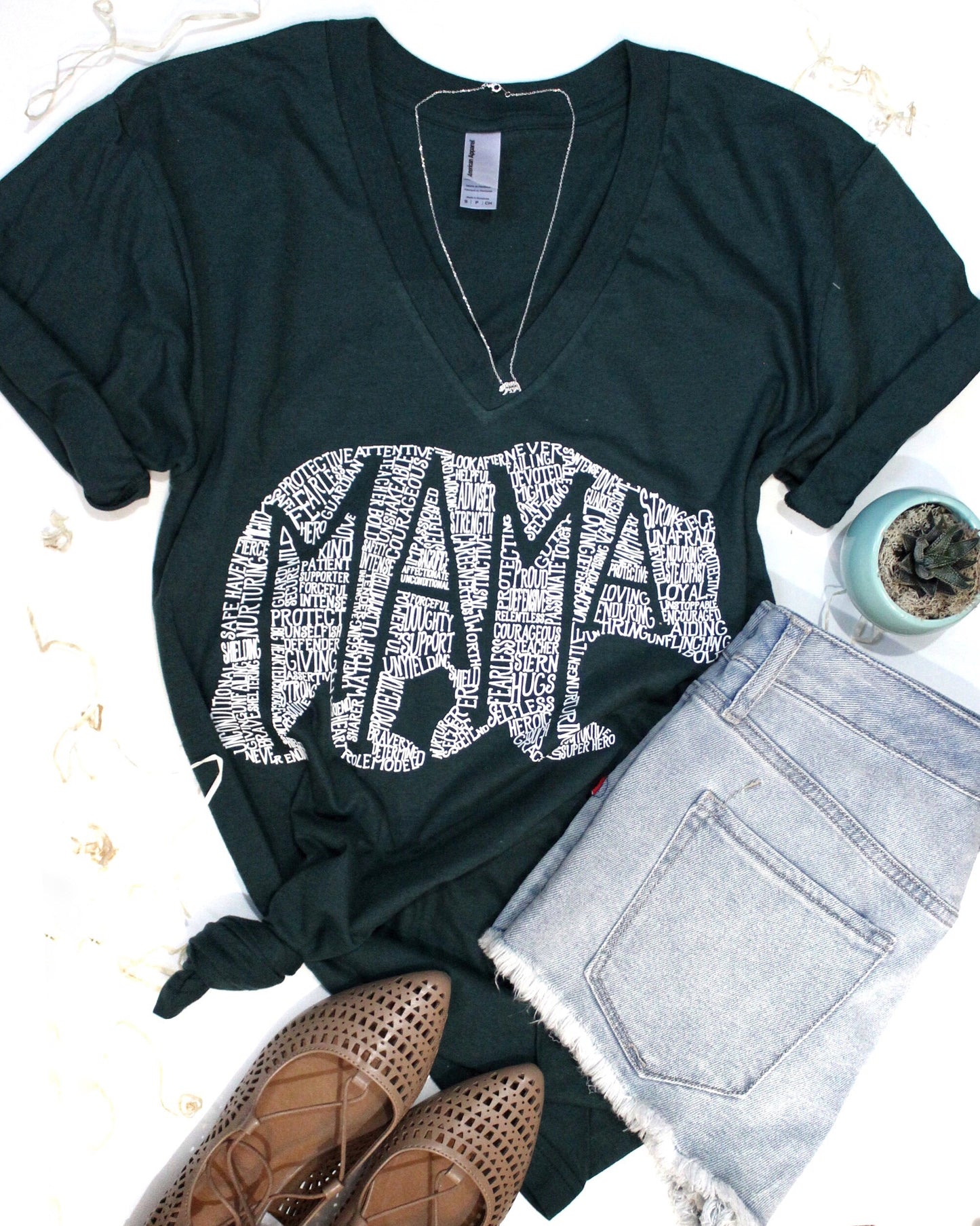 Forest Green What’s In A Mama V-Neck