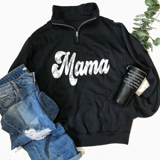 Marble Mama Black -  Pullover Quarter Zip