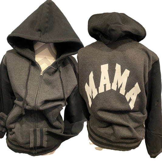 Varsity Mama Jacket (charcoal/black)