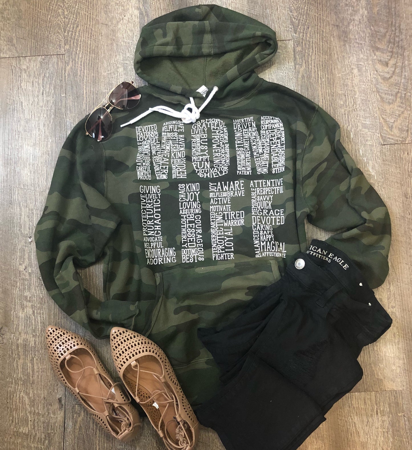 MOM LIFE Camo Hoodie