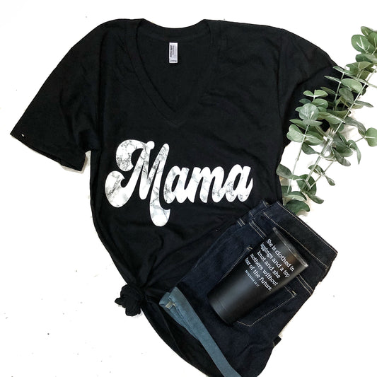 Marble Mama Black V-Neck