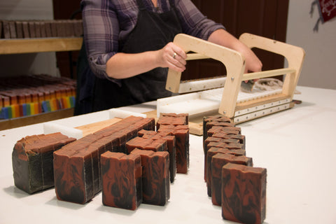 Katie is cutting our special limited edition Cursed Cowboy Soap