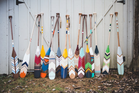 Hand-painted canoe paddles